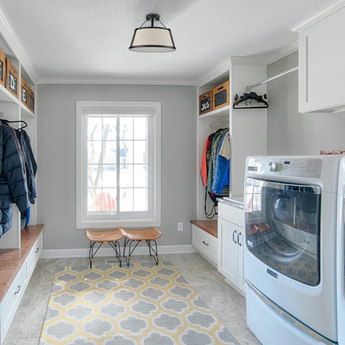 Drum Flush Mount Ceiling Light Black Finish Dimmable LED Light